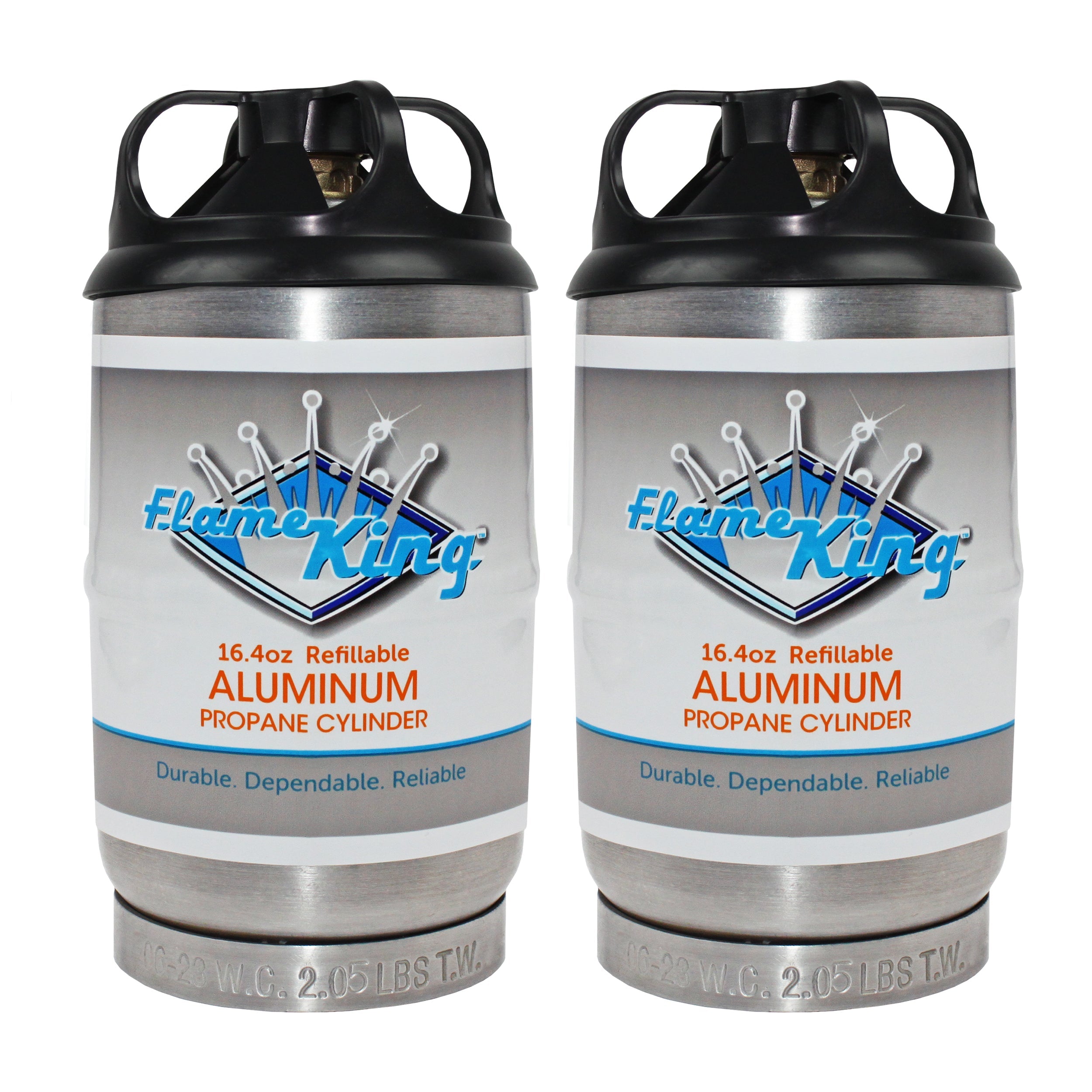 Flame King 1lb Aluminum Refillable Propane Tank LP Cylinder - 2 Pack Eco Friendly Sustainable Tank