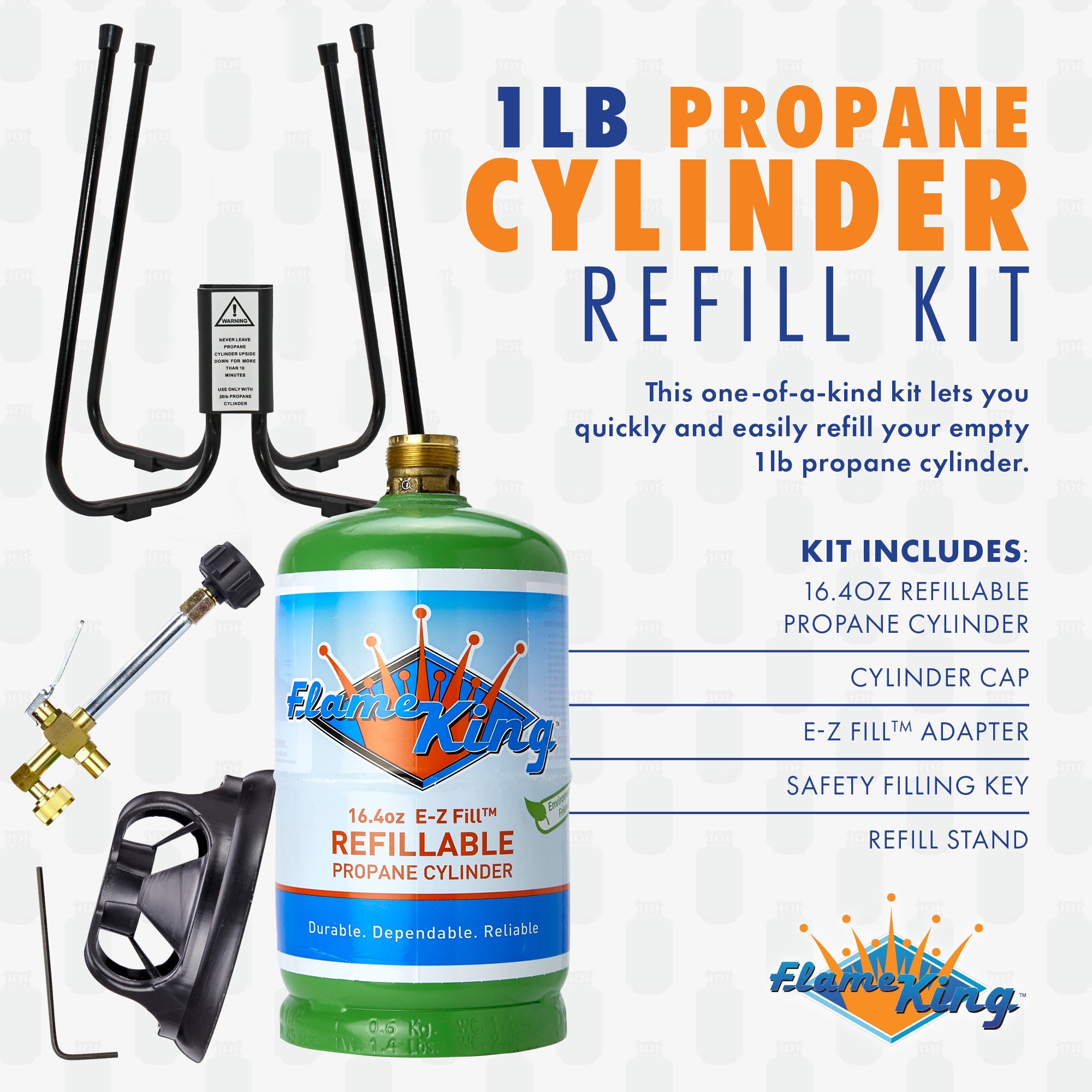 Flame King YSN1LBKTa Eco Friendly 1lb Refillable Reusable Propane Cylinder + Refill Kit