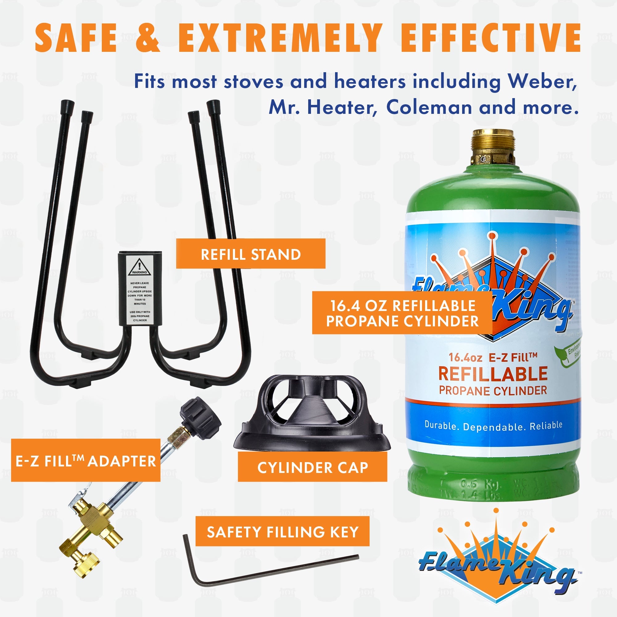 Flame King YSN1LBKTa Eco Friendly 1lb Refillable Reusable Propane Cylinder + Refill Kit