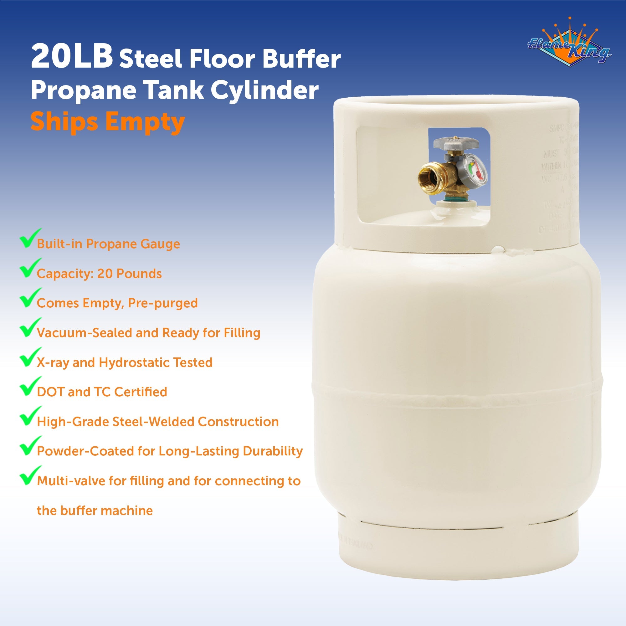 Flame King 20lb Single Spud LP Buffer Tank with Gauge