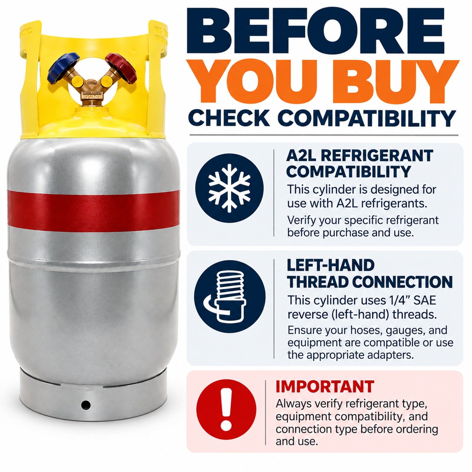 Flame King 30lb Refrigerant Recovery Cylinder Tank for A2L Refrigerants