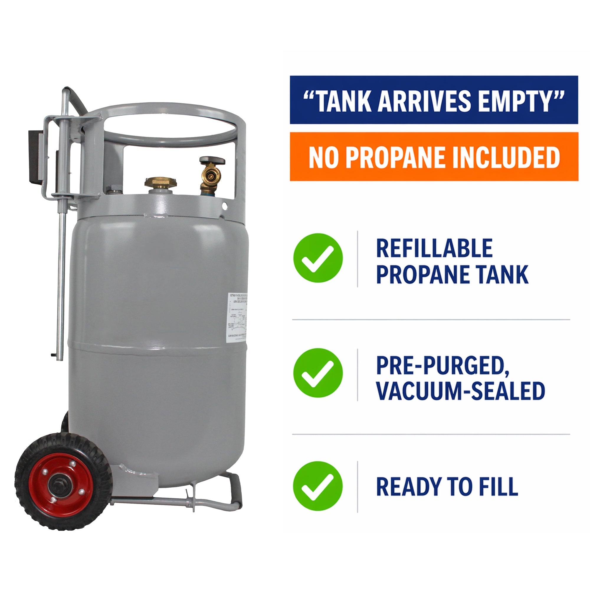 Flame King 30lb Horizontal & Vertical Propane Cylinder Gauge OPD & Wheels