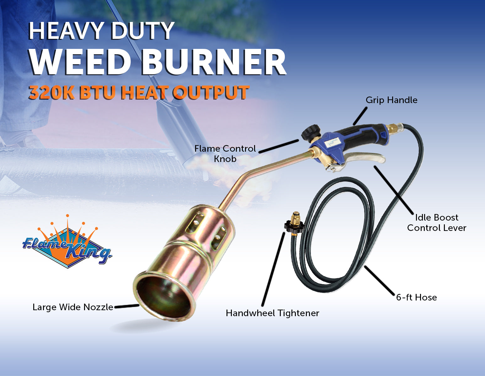 Flame King Propane Torch Weed Burner with Blast Trigger 320,000 BTU