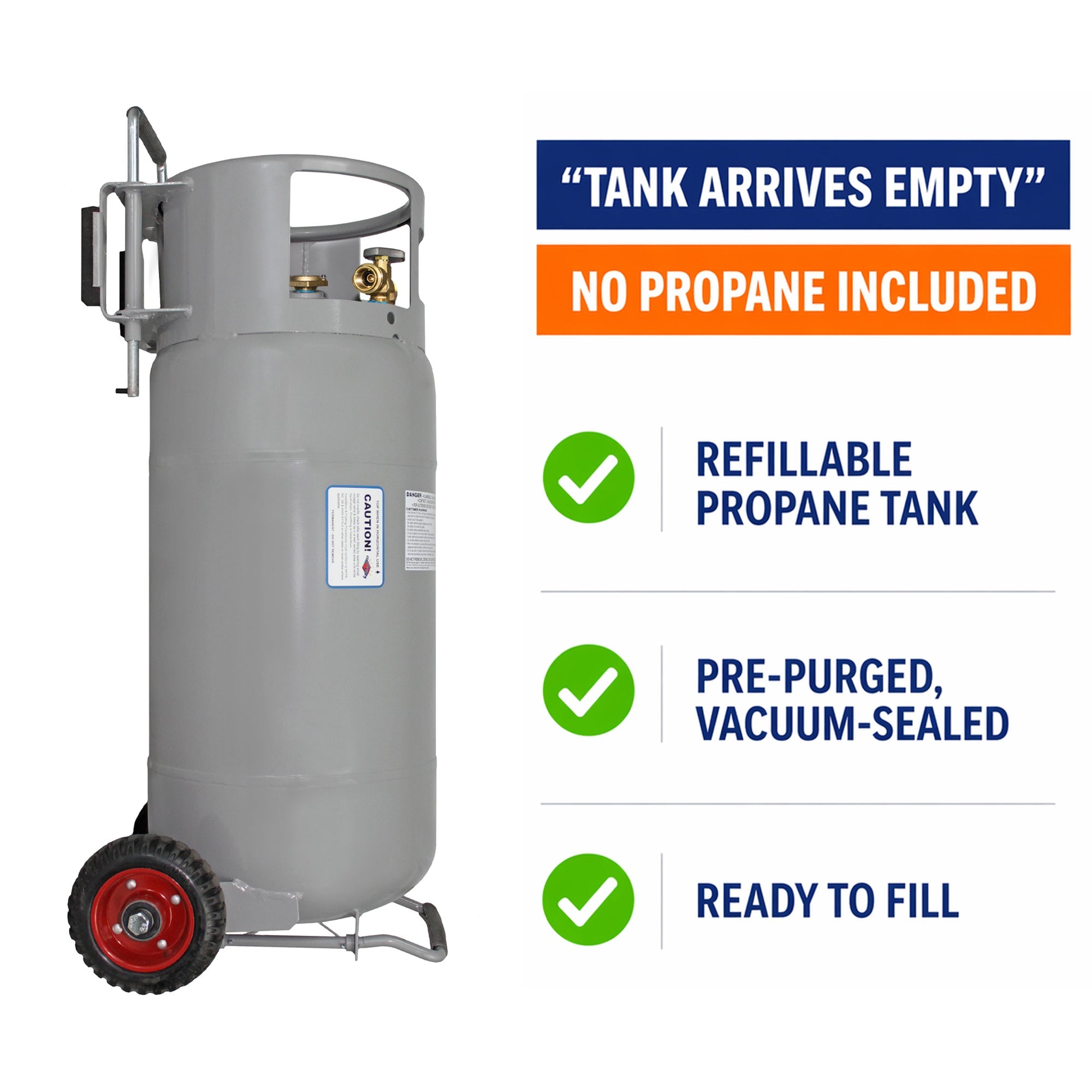 Flame King 40lb Horizontal & Vertical Empty Propane Cylinder with OPD & Wheels