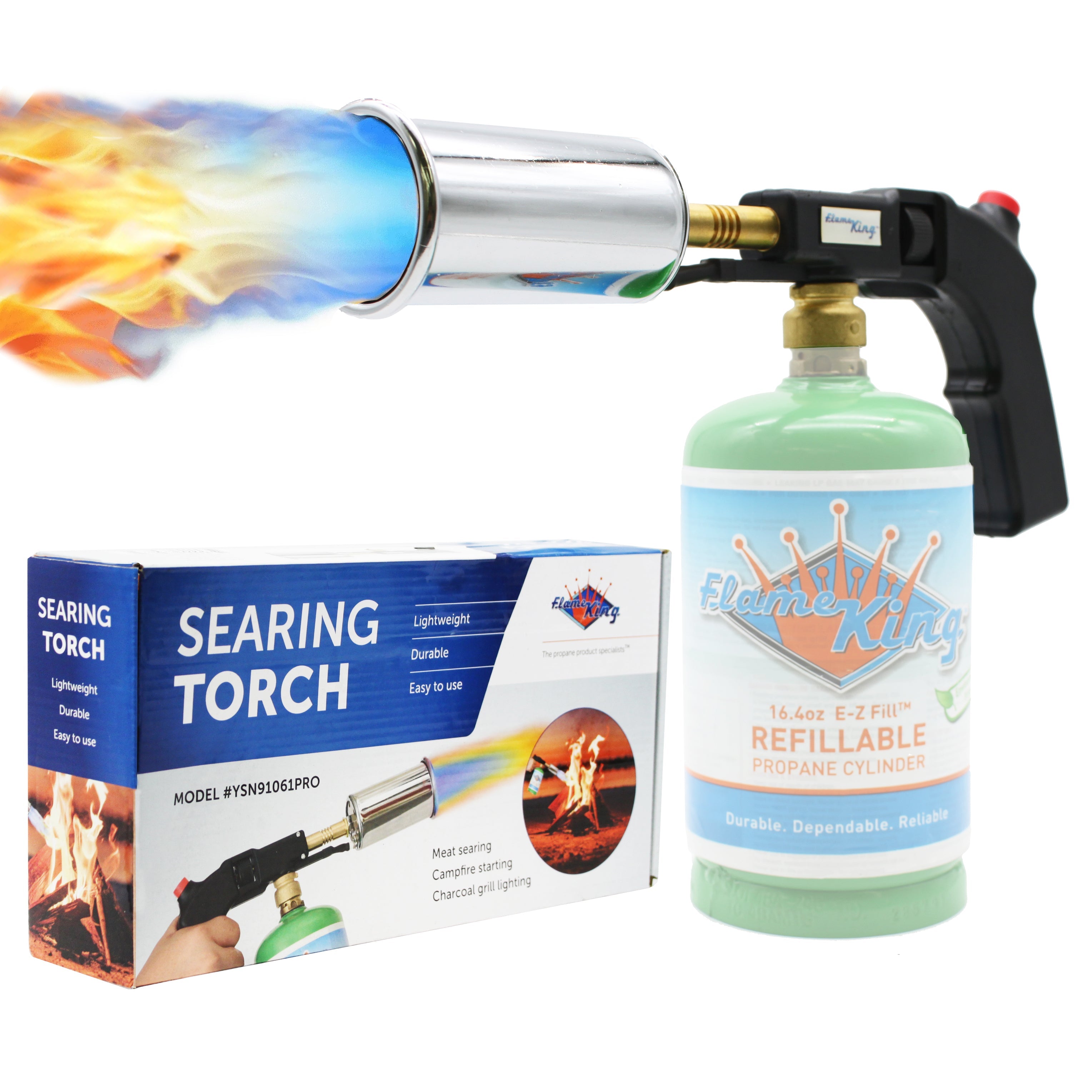 Flame King High Intensity Propane Cooking Searing Torch with Electric Start & Comfort Handle