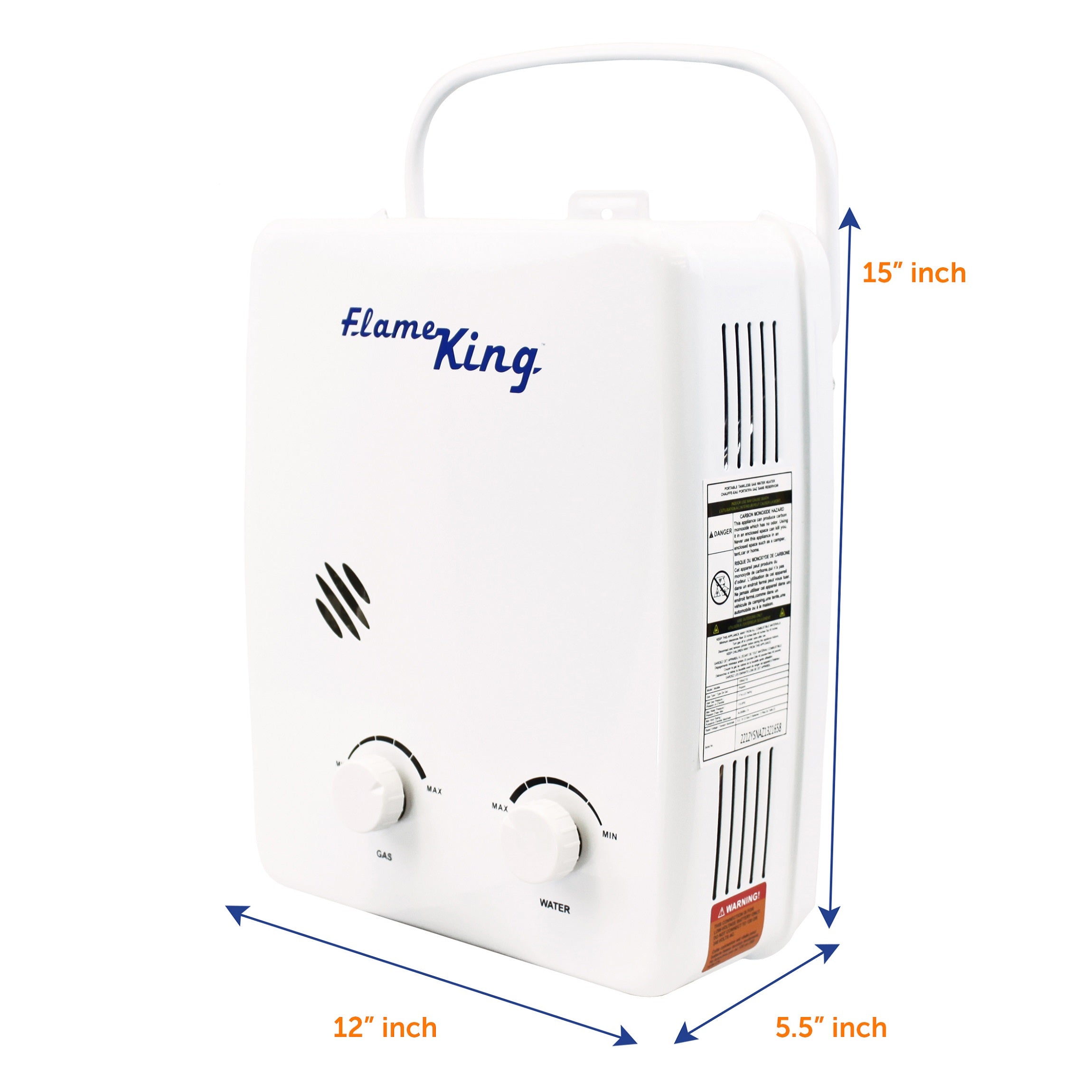 Flame King Tankless Outdoor Portable Camping Hot Shower Propane Gas 5L 1.32GPM Water Heater 34,000 BTU