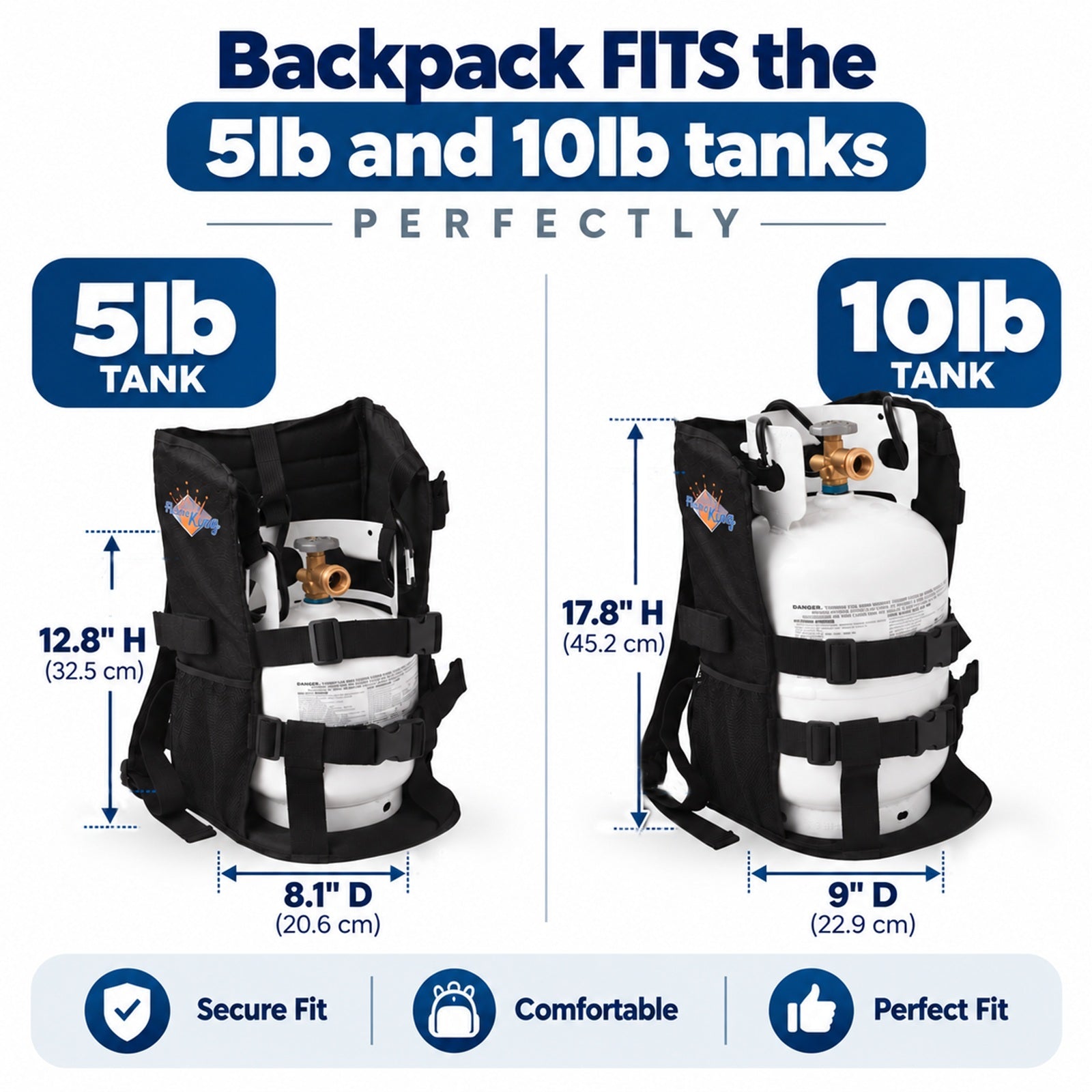 Flame King Propane Tank Backpack Carrier for 5lb or 10lb Cylinder For Weed Burner Torch