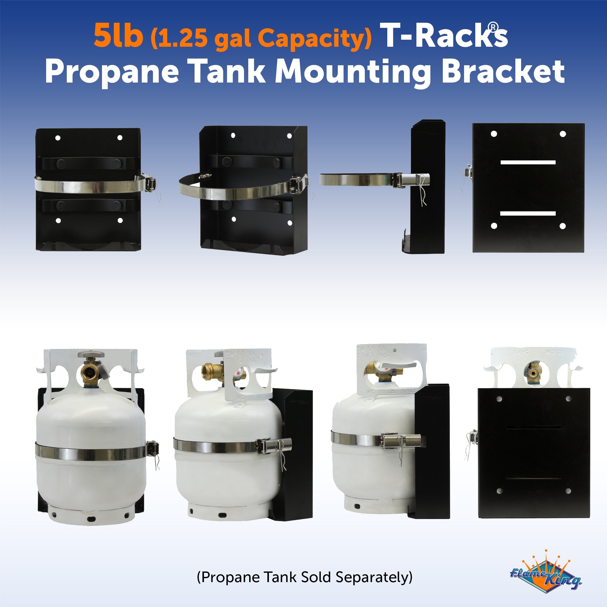 Flame King T-Racks 5lb Propane Tank Mounting Brackets Strap Campervan Overland Vehicles