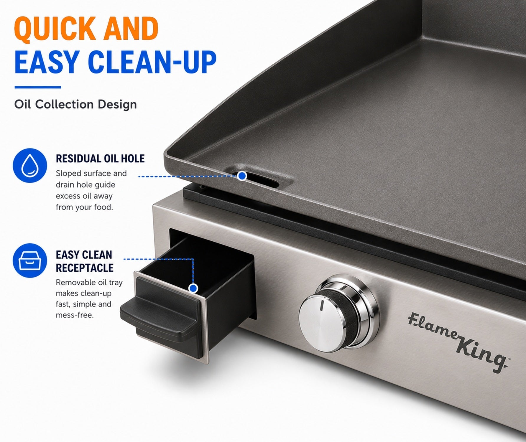 Flame King Flat Top Portable Propane Cast Iron Grill Griddle