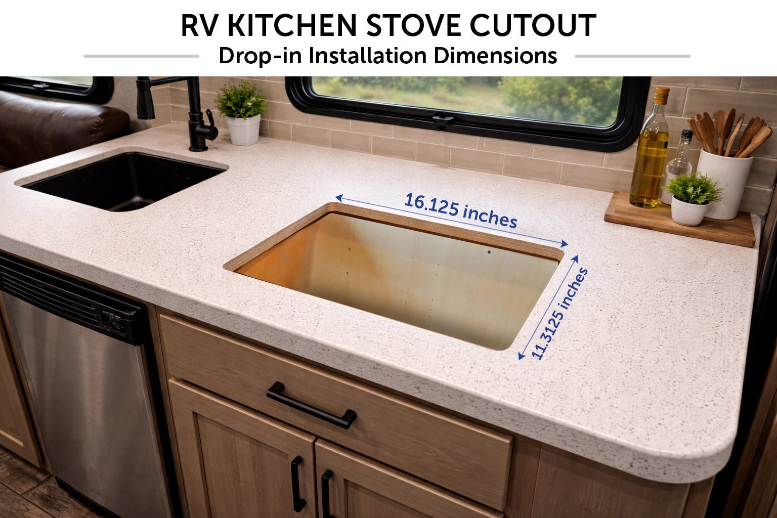 Flame King 2 Burner Built-In RV Trailer Stove with Wind Shield