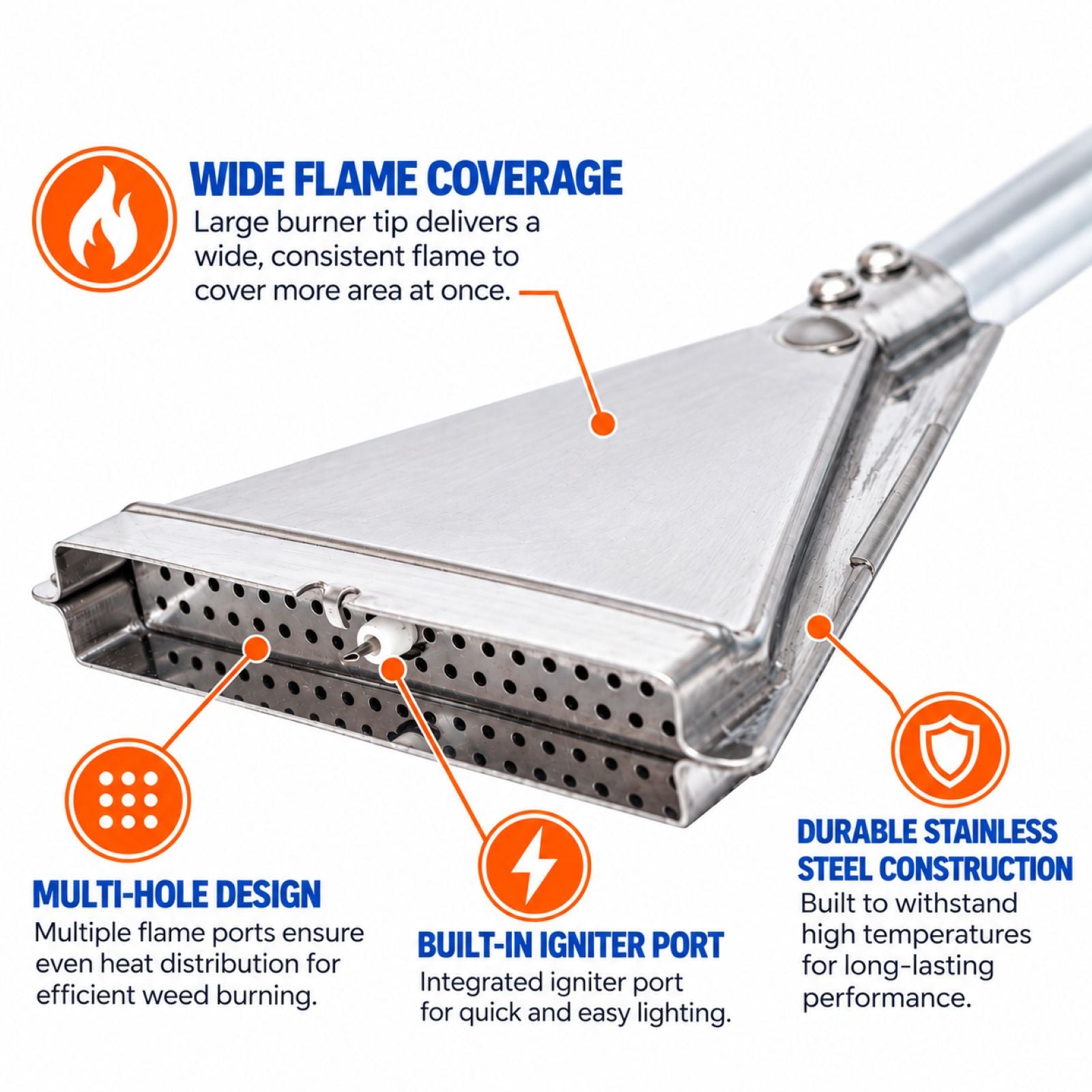 Flame King Propane Torch Wide Flame Weed Burner with Integrated Push Button Igniter