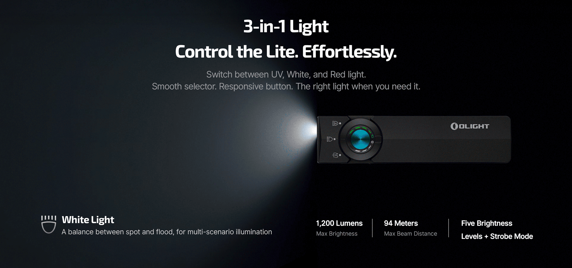 Olight ArkPro Lite 1200 Lumen Rechargeable EDC Flashlight with UV Light