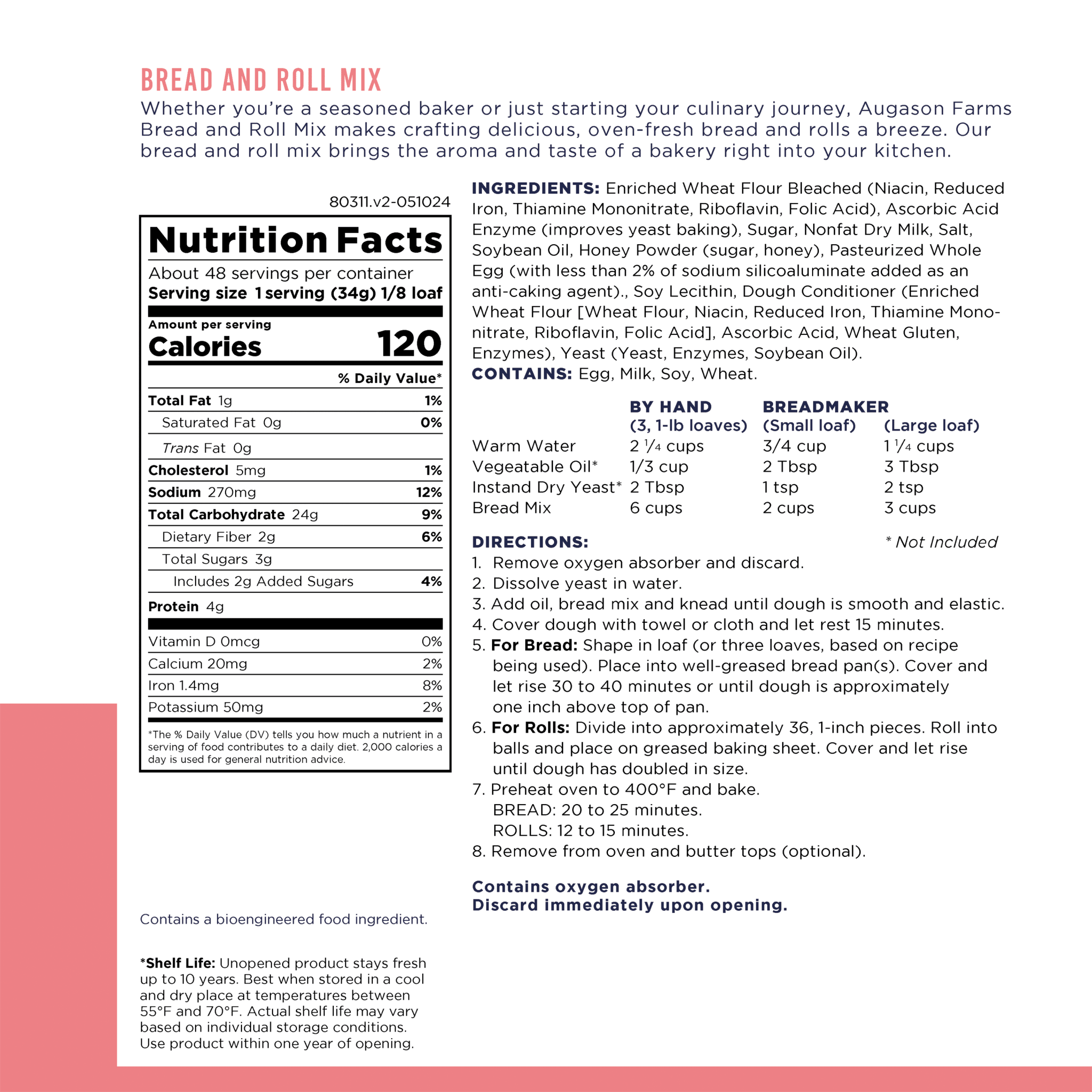 Bread and Roll Mix Can, 48 Servings