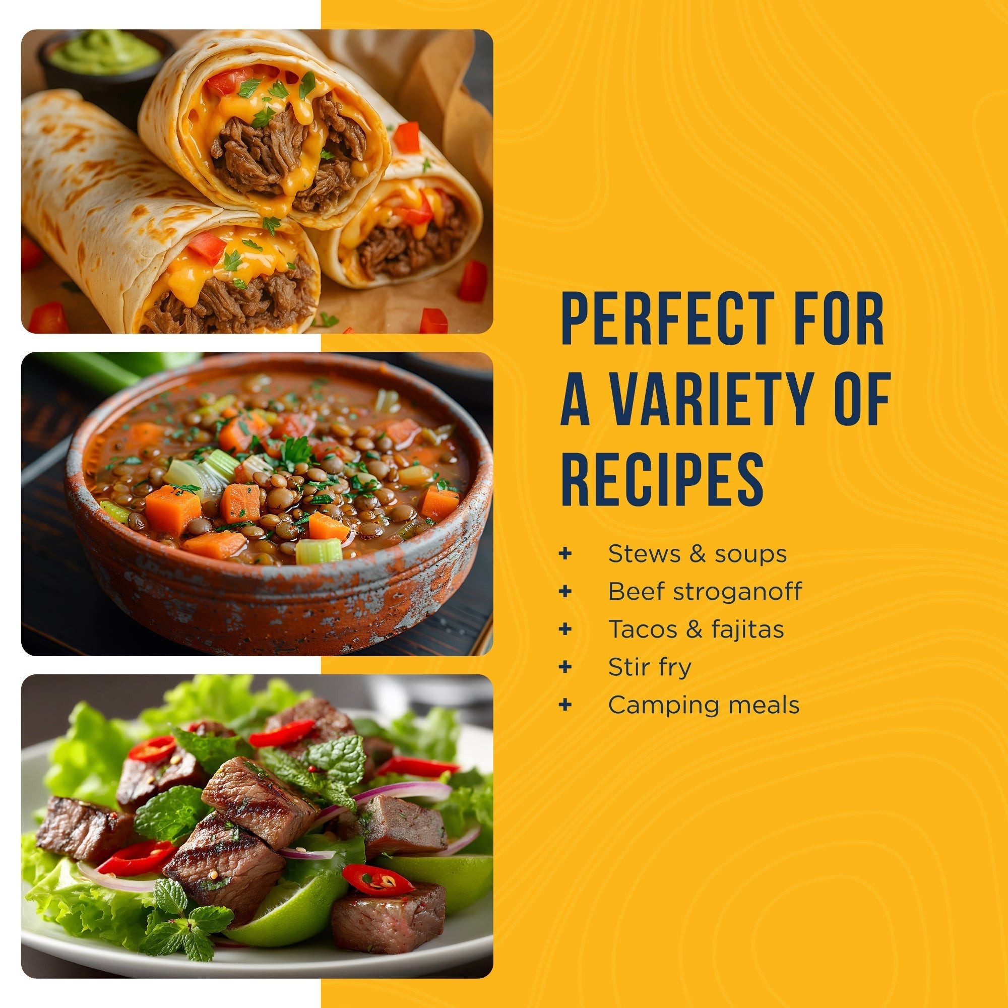 Cooked Freeze Dried Beef Steak Dices Can, 13 Servings