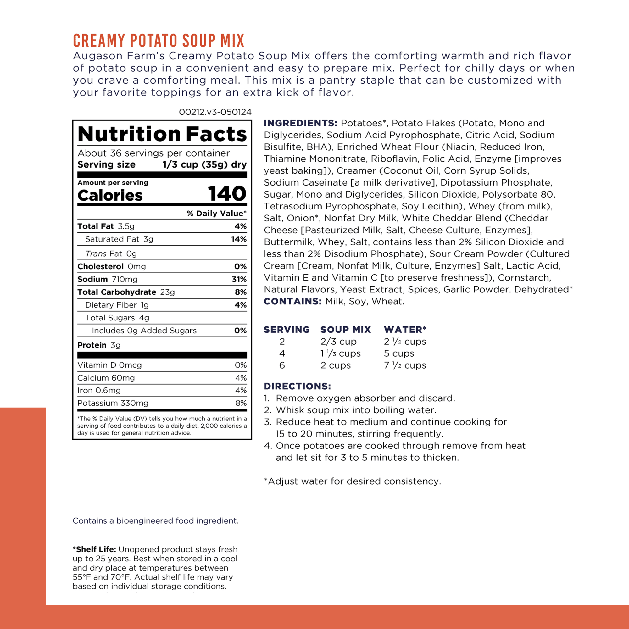 Creamy Potato Soup Mix Can, 36 Servings
