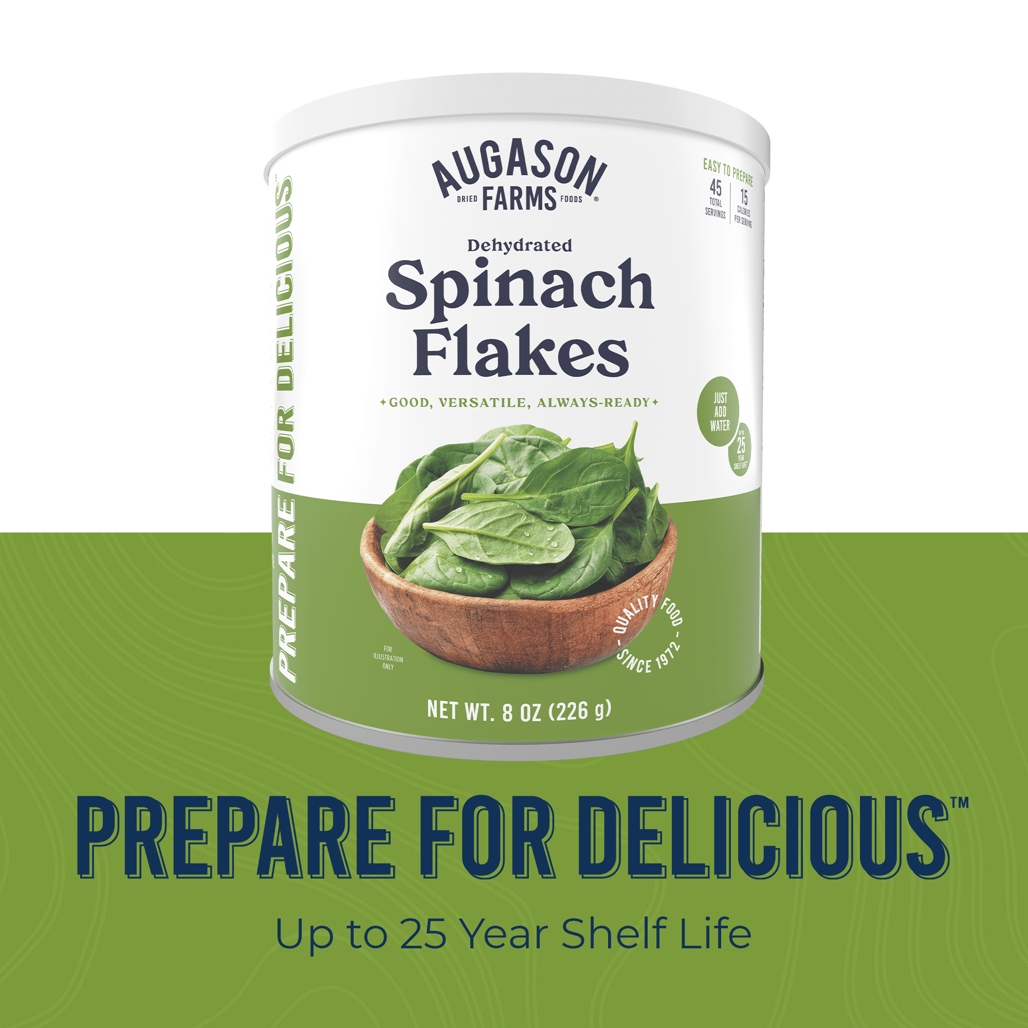 Dehydrated Spinach Flakes Can, 45 Servings