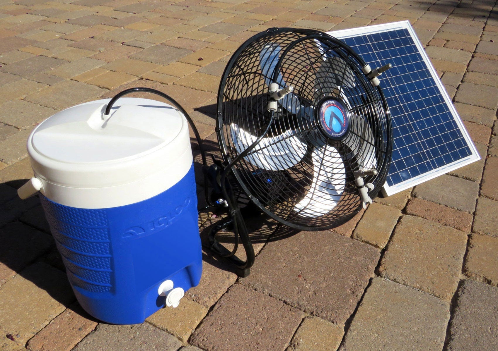 270 PSI Solar Rechargeable Pro Misting Fan – Portable Outdoor Cooling Fan with 16ft Mist Line Attachment