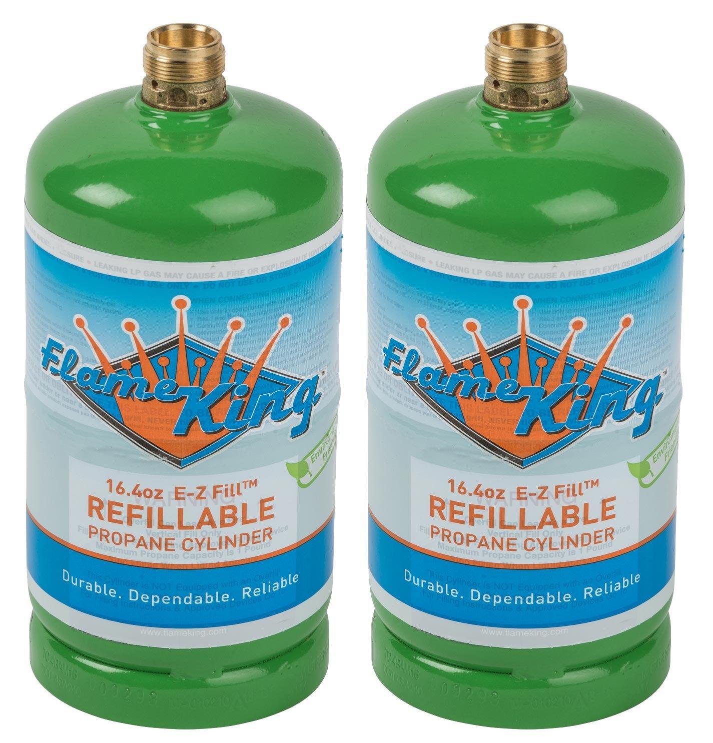 Flame King 1lb Refillable Propane Tank LP Cylinder- 2 Pack Eco Friendly Sustainable Tank