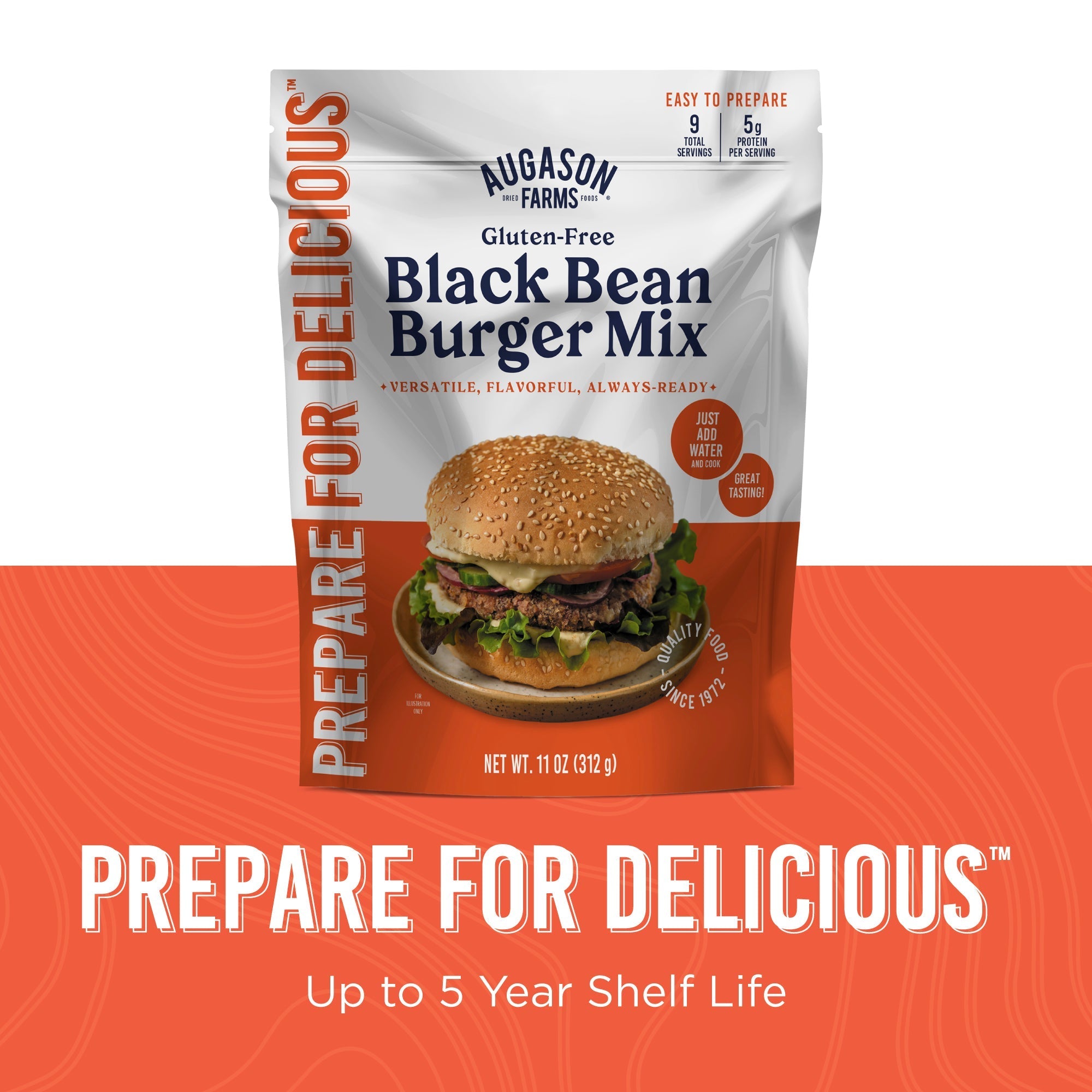 Gluten Free Black Bean Burger Mix Pouch, 9 Servings