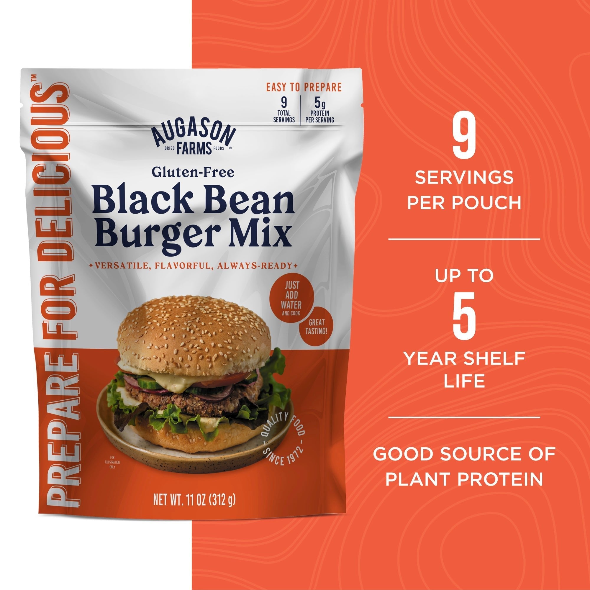 Gluten Free Black Bean Burger Mix Pouch, 9 Servings