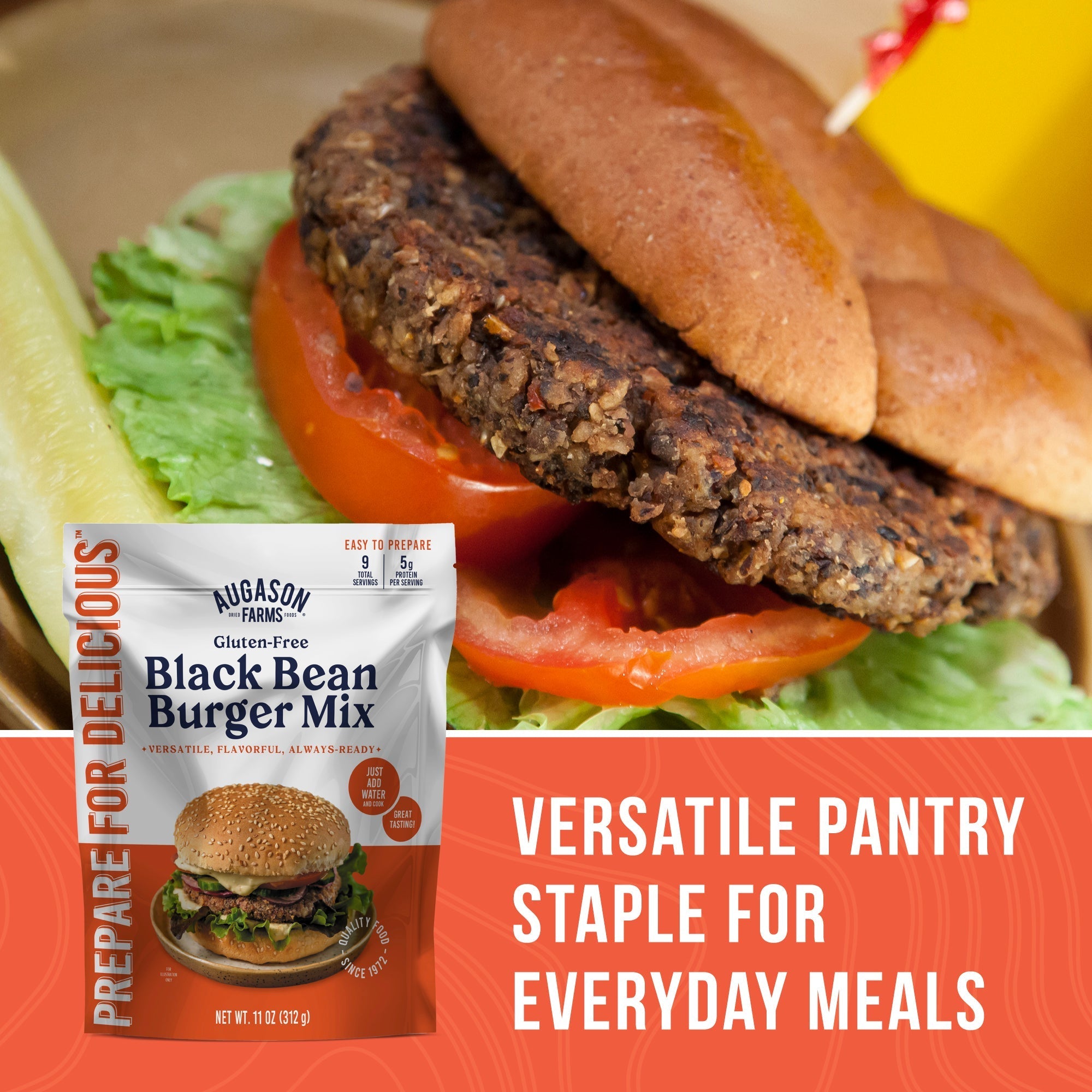 Gluten Free Black Bean Burger Mix Pouch, 9 Servings