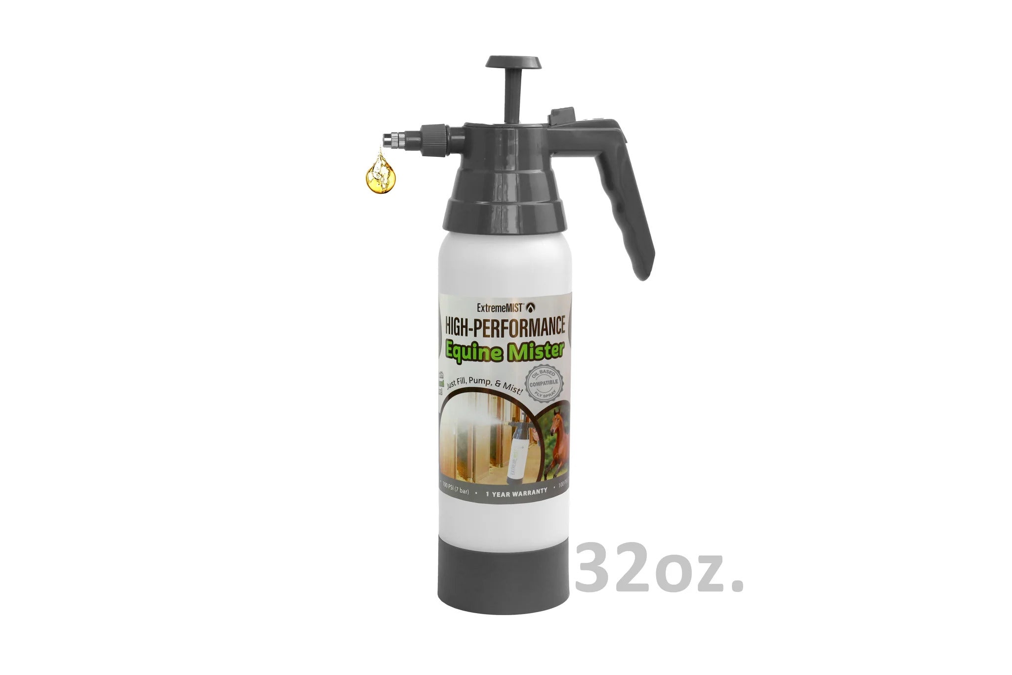 ExtremeMIST® Horse Fly Spray Bottle – Oil-Based Equine Mister with FKM (Viton-Style) Seals