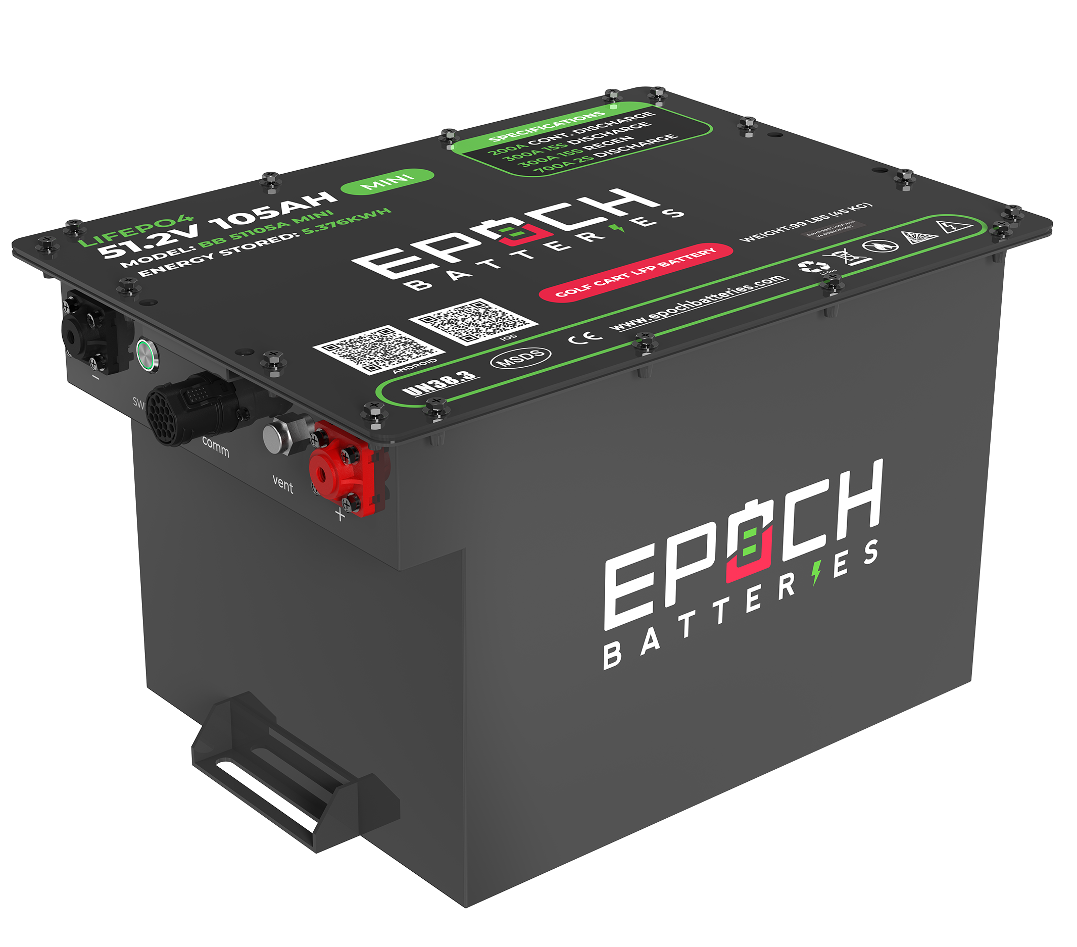 48V 105Ah MINI Golf Cart Battery Complete Kit - Lithium (LiFePO4)