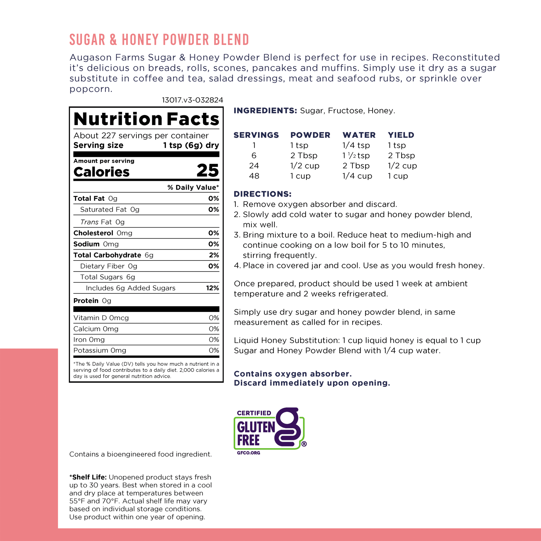 Sugar & Honey Powder Blend Can, 227 Servings