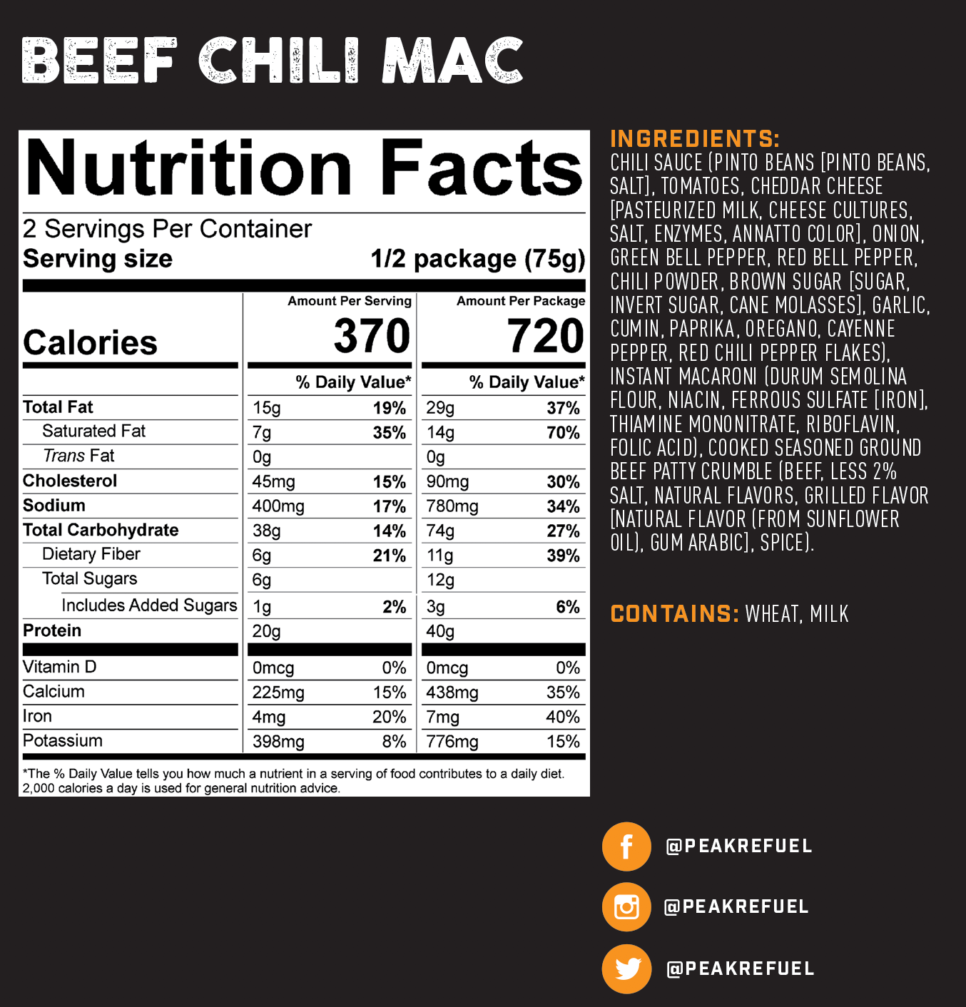 Peak Refuel Beef Chilli Mac