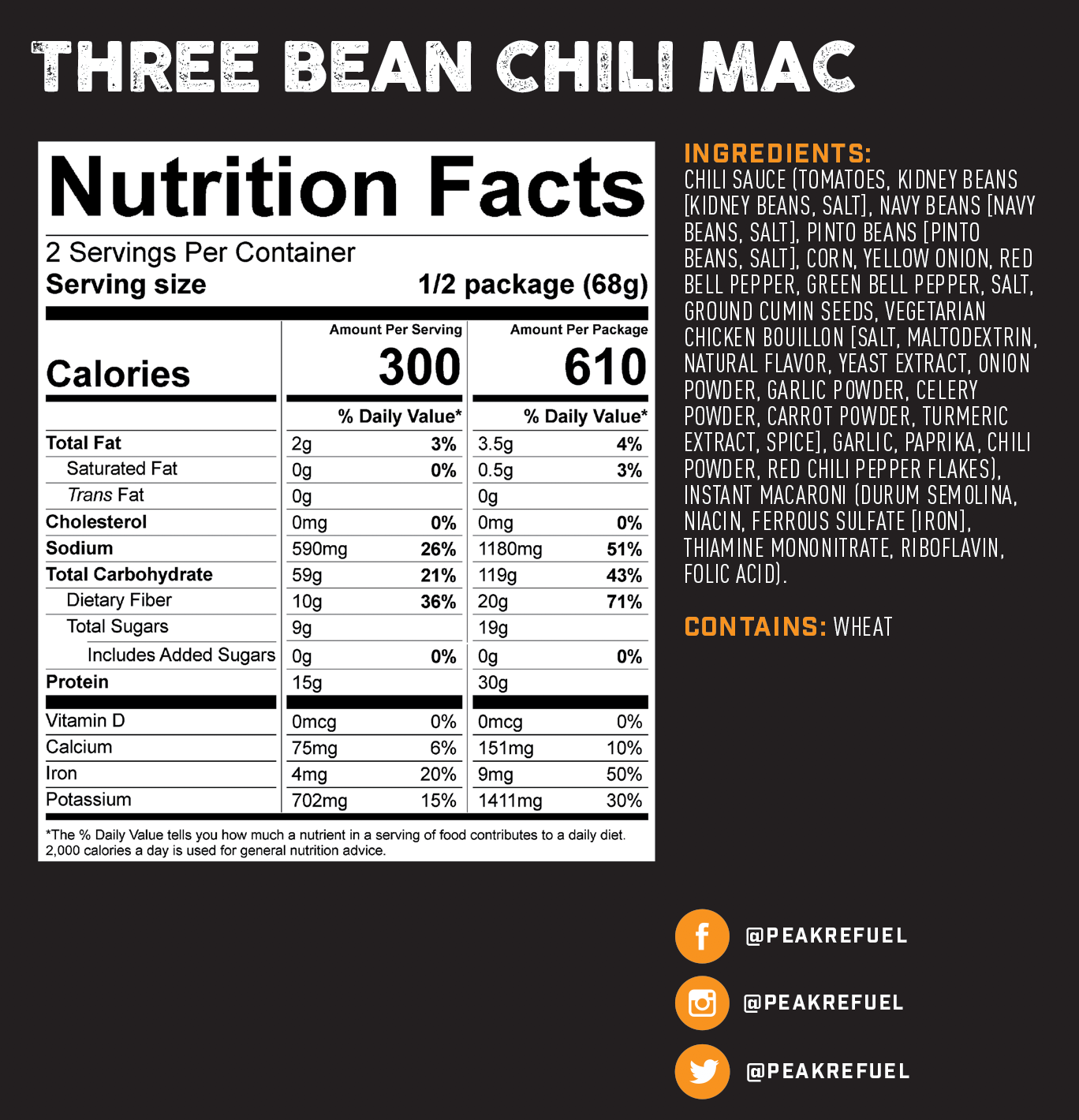 Peak Refuel Three Bean Chilli Mac